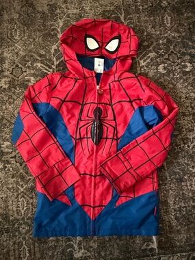 Disney Kids Red and Blue Spider Hero rain Jacket - Hooded